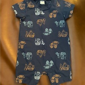 Navy Blue Construction Print Kids One Piece
